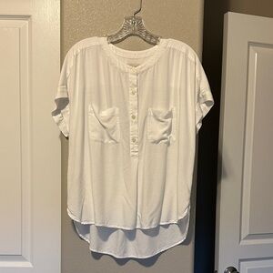 LOFT White Button-Down Shirt with Pockets